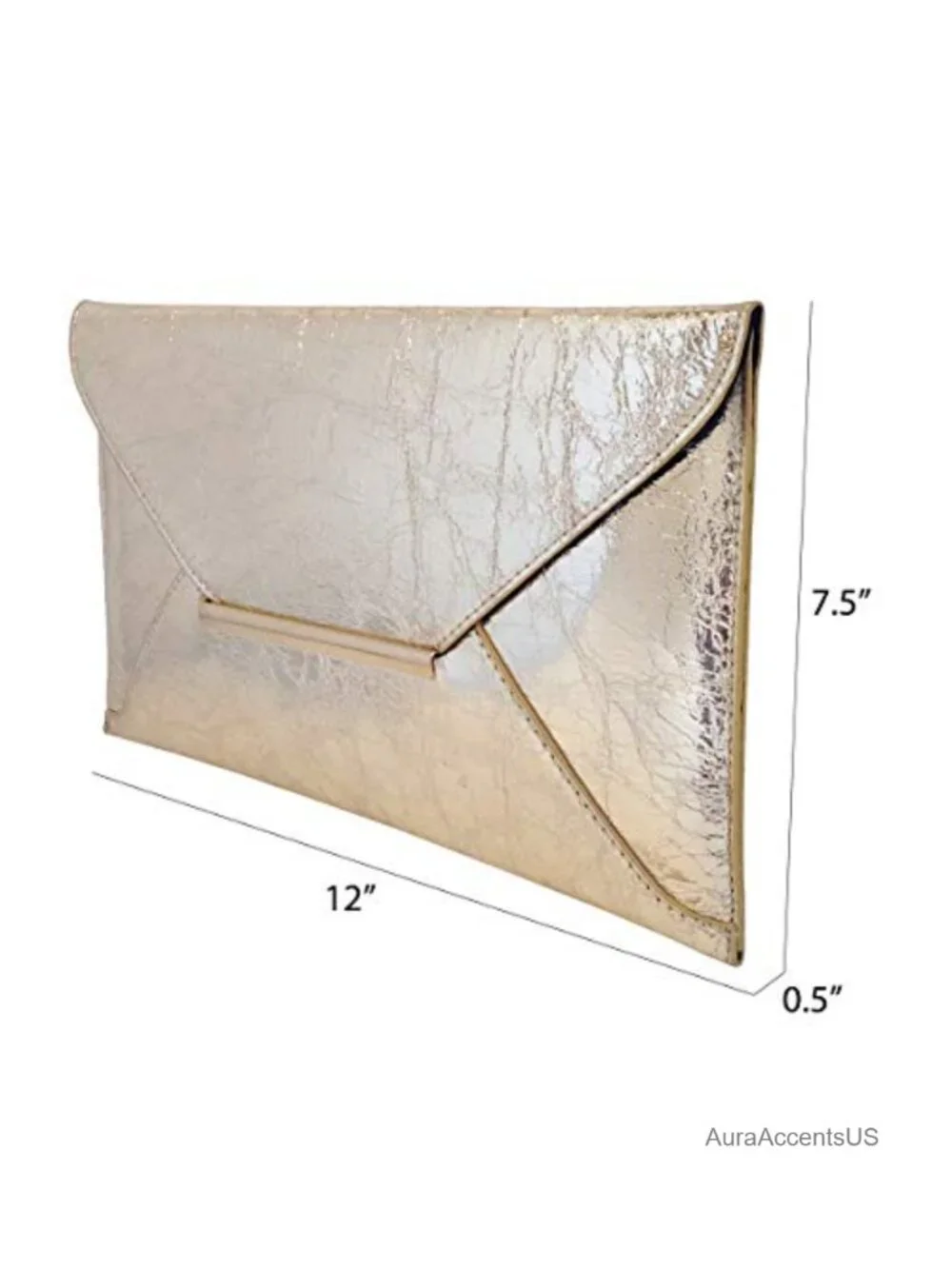 Crushed Metallic Envelope Clutch with Detachable Chain